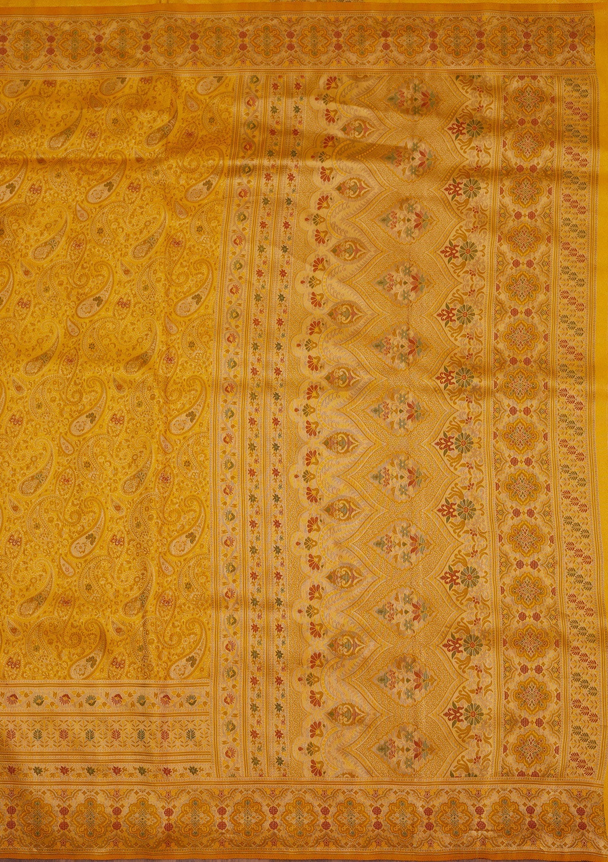 Mustard Zariwork Art Silk Saree-Koskii