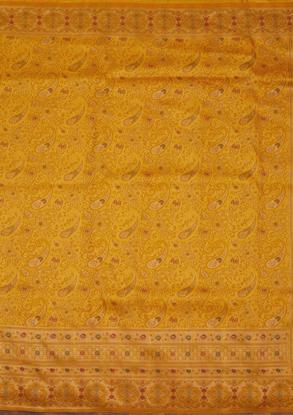 Mustard Zariwork Art Silk Saree-Koskii