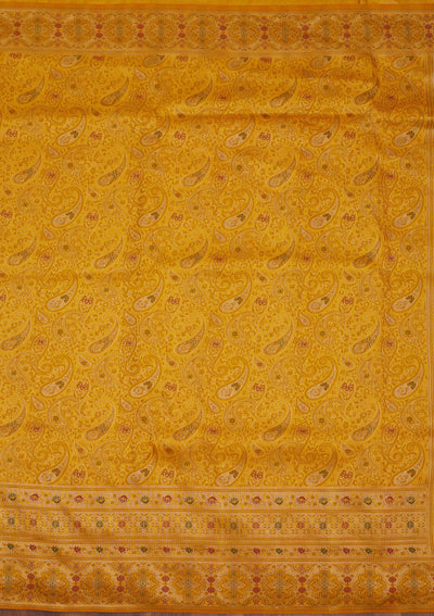 Mustard Zariwork Art Silk Saree-Koskii