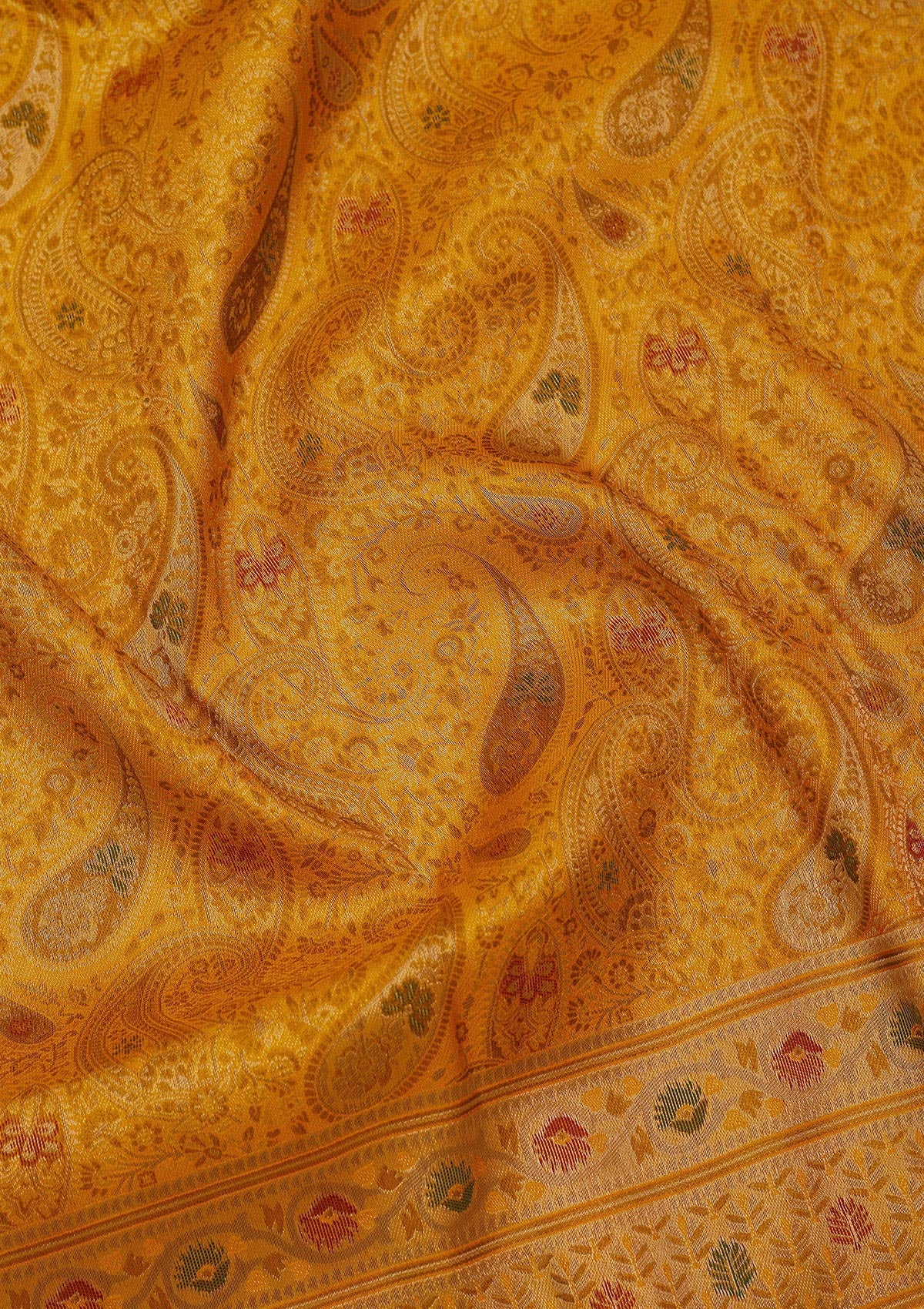 Mustard Zariwork Art Silk Saree-Koskii