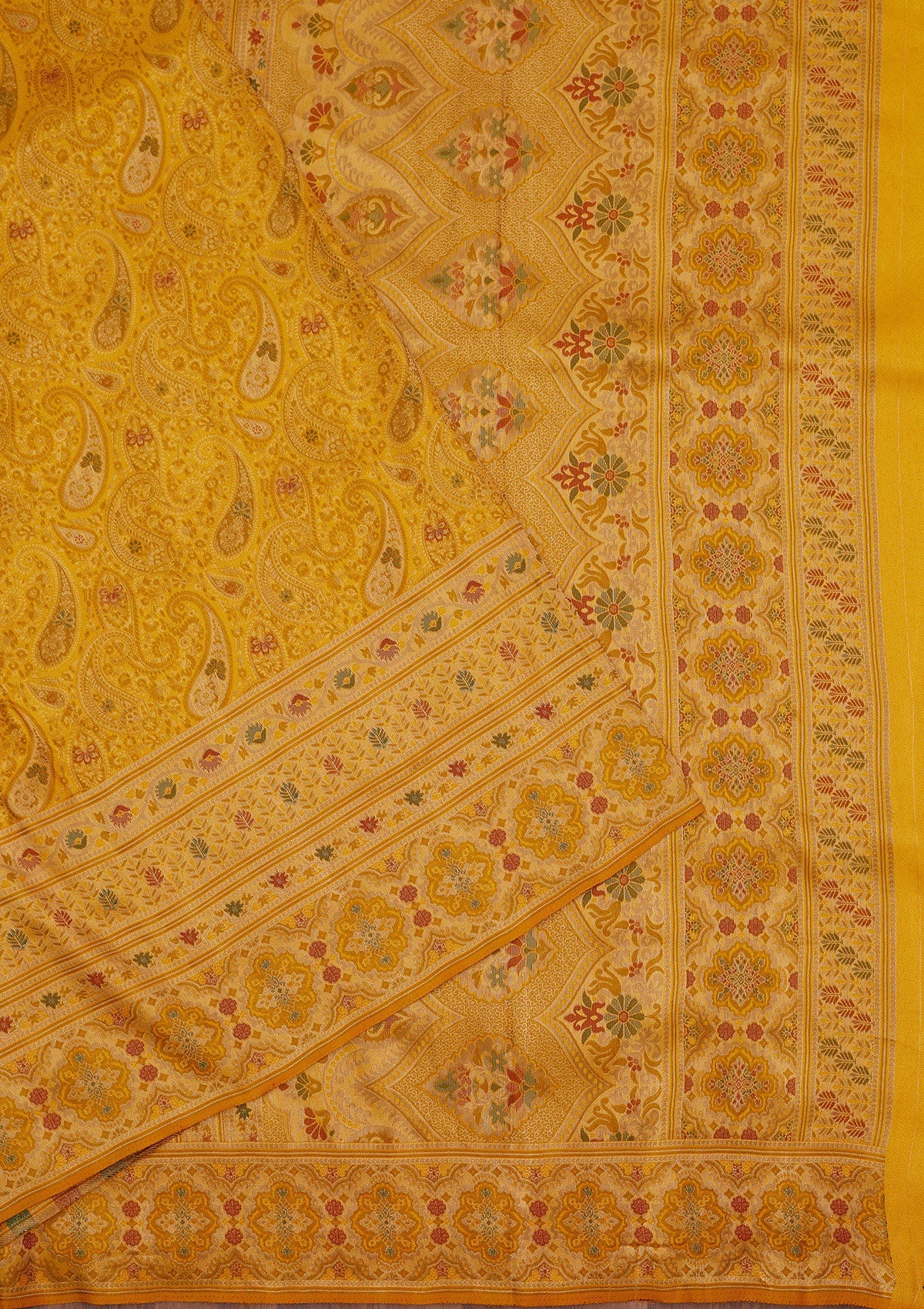 Mustard Zariwork Art Silk Saree-Koskii