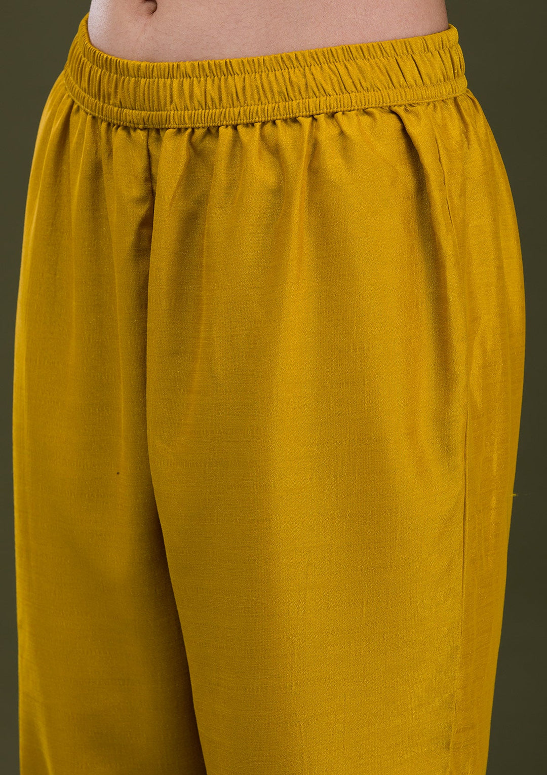 Mustard Zariwork Crepe Readymade Salwar Suit-Koskii
