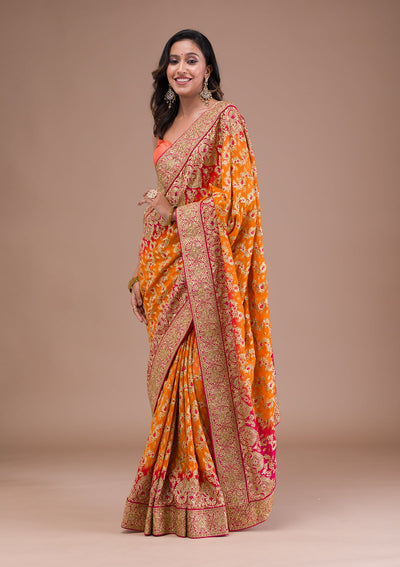 Mustard Zariwork Georgette Saree-Koskii