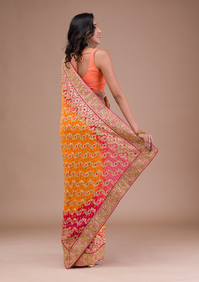 Mustard Zariwork Georgette Saree-Koskii