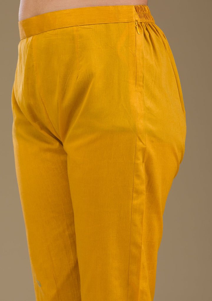 Mustard Zariwork Imported Fabric Readymade Salwar Suit-Koskii