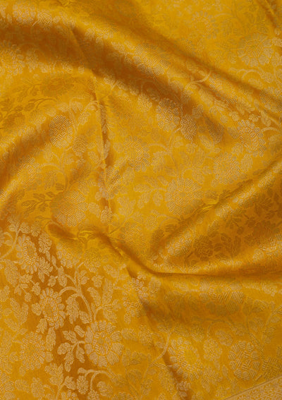 Mustard Zariwork Pure Silk Saree-Koskii