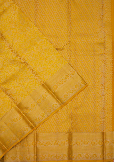 Mustard Zariwork Pure Silk Saree-Koskii