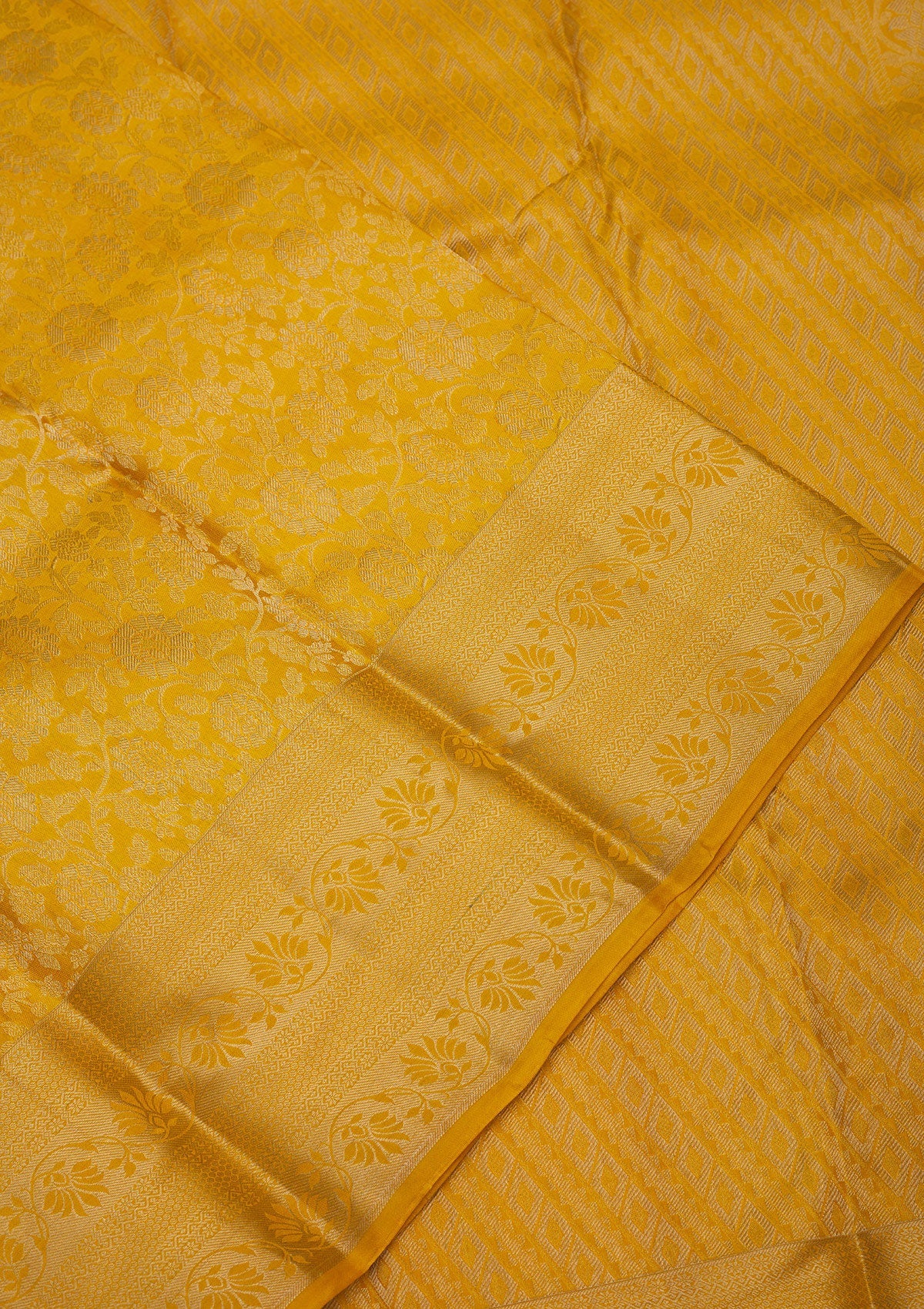 Mustard Zariwork Pure Silk Saree-Koskii