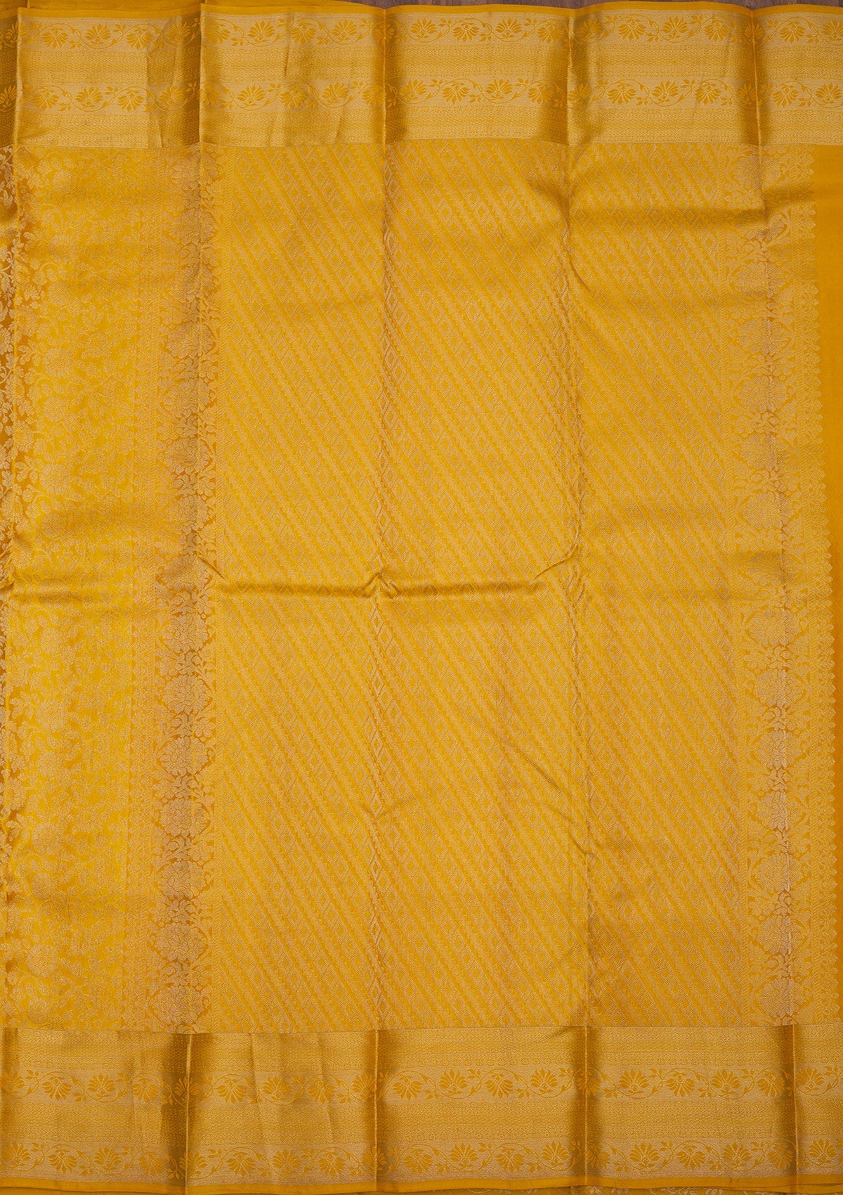 Mustard Zariwork Pure Silk Saree-Koskii