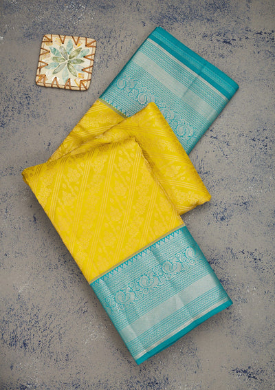 Mustard Zariwork Pure Silk Saree-Koskii