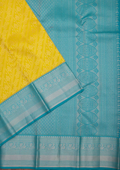 Mustard Zariwork Pure Silk Saree-Koskii