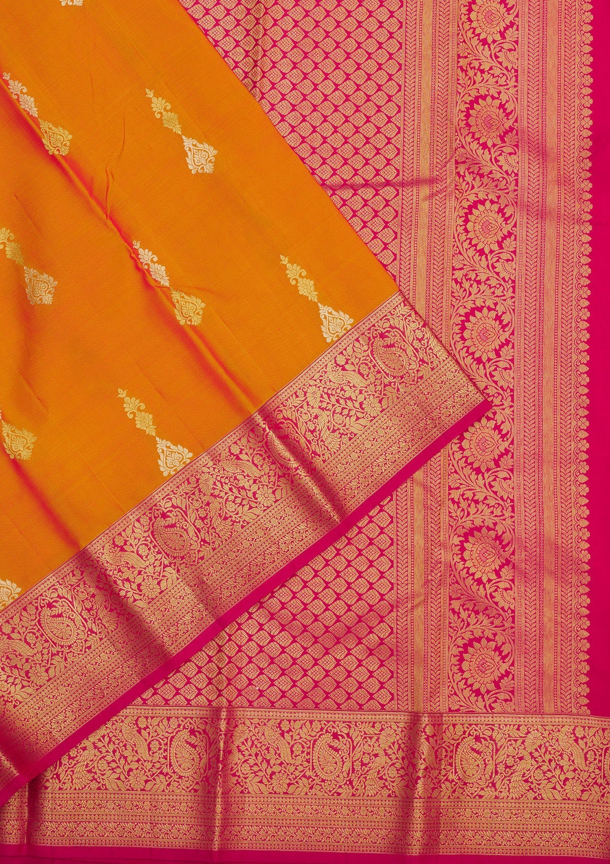 Mustard Zariwork Pure Silk Saree-Koskii