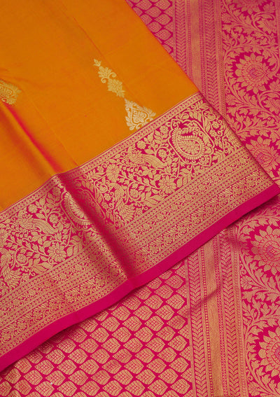 Mustard Zariwork Pure Silk Saree-Koskii