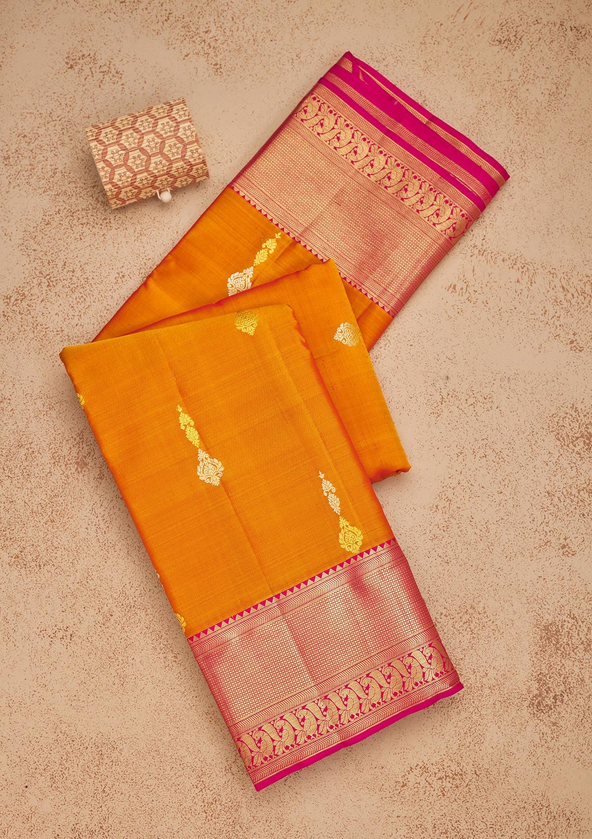 Mustard Zariwork Pure Silk Saree-Koskii