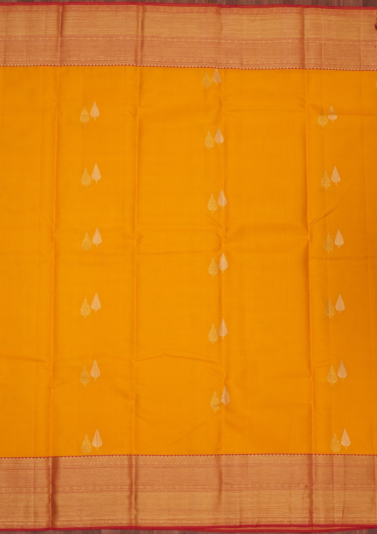 Mustard Zariwork Pure Silk Saree-Koskii