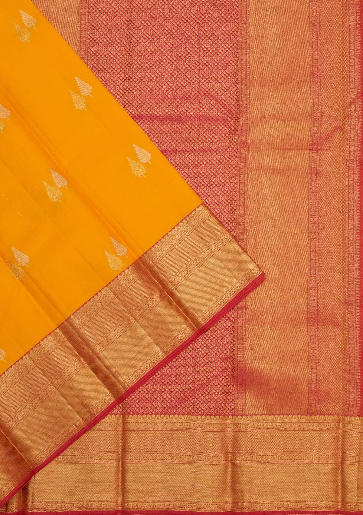 Mustard Zariwork Pure Silk Saree-Koskii