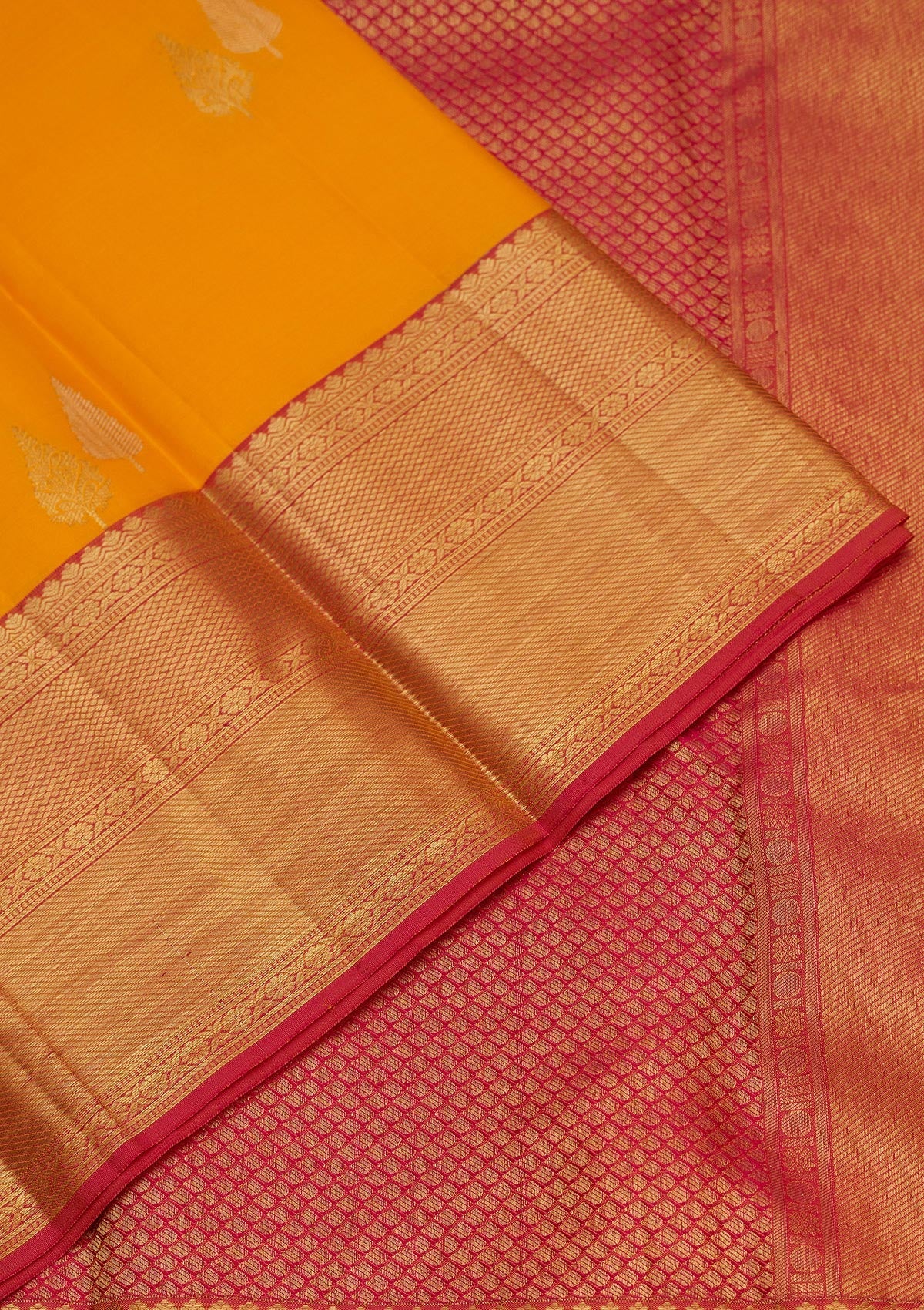 Mustard Zariwork Pure Silk Saree-Koskii