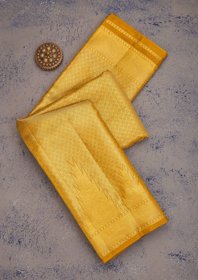 Mustard Zariwork Pure Silk Saree-Koskii