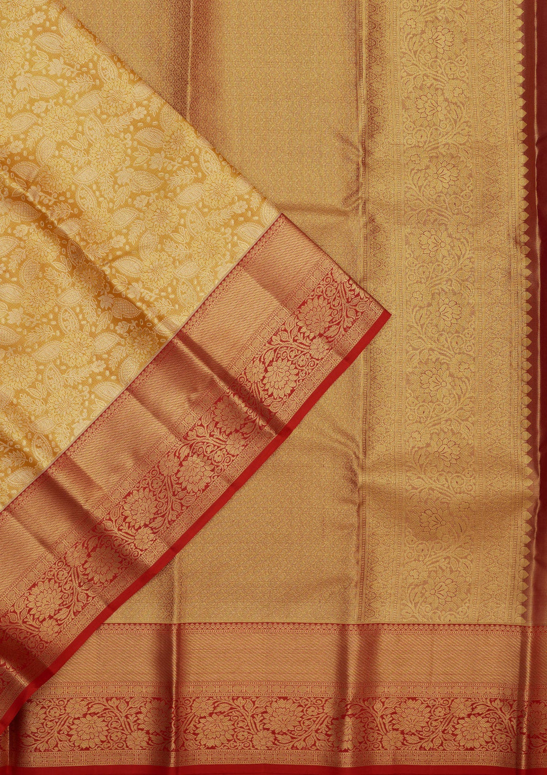 Mustard Zariwork Pure Silk Saree-Koskii