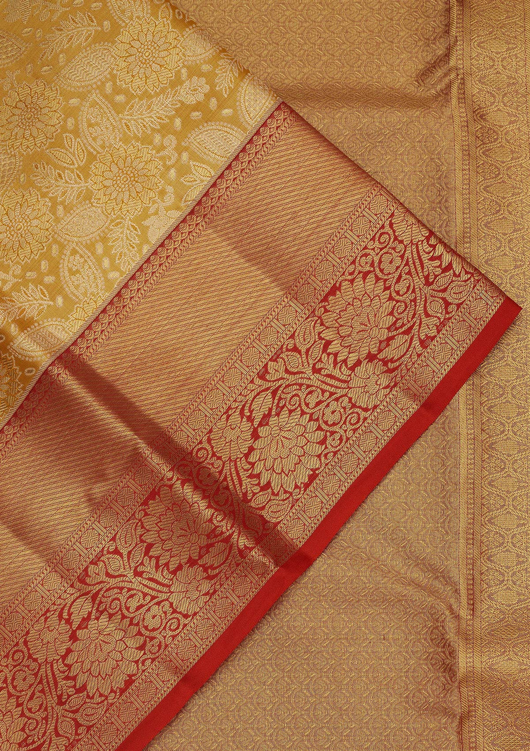 Mustard Zariwork Pure Silk Saree-Koskii