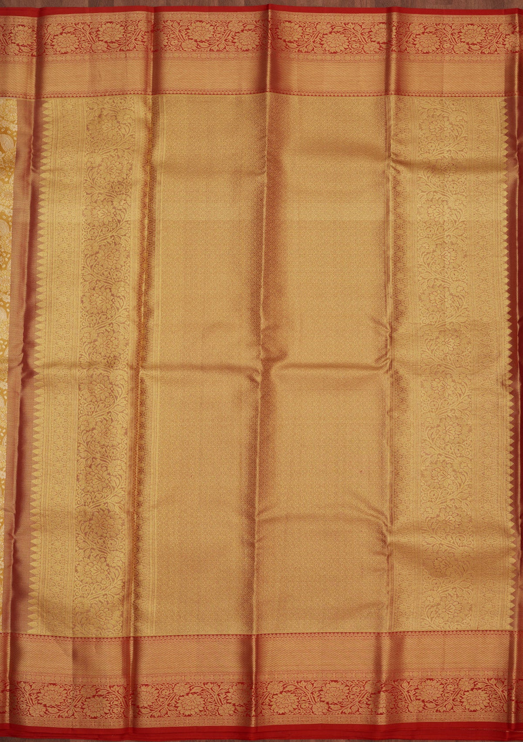 Mustard Zariwork Pure Silk Saree-Koskii