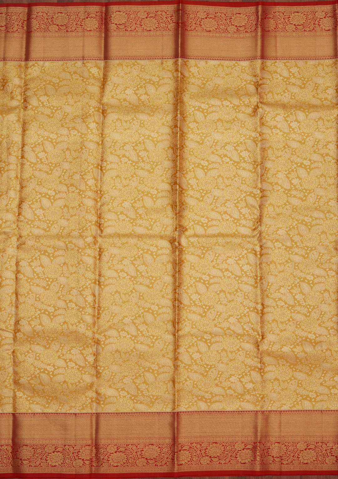 Mustard Zariwork Pure Silk Saree-Koskii