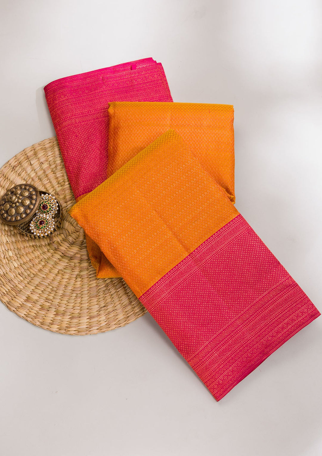 Mustard Zariwork Pure Silk Saree-Koskii