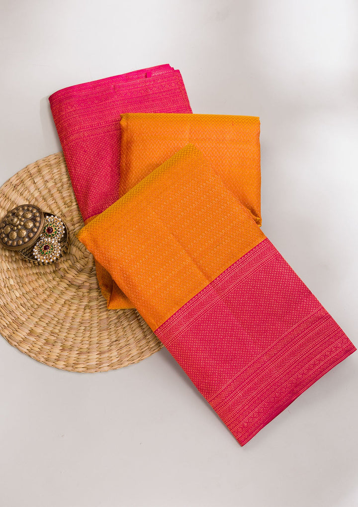 Mustard Zariwork Pure Silk Saree-Koskii