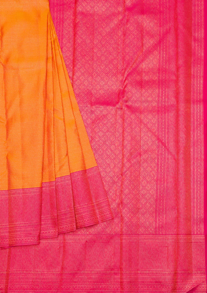 Mustard Zariwork Pure Silk Saree-Koskii