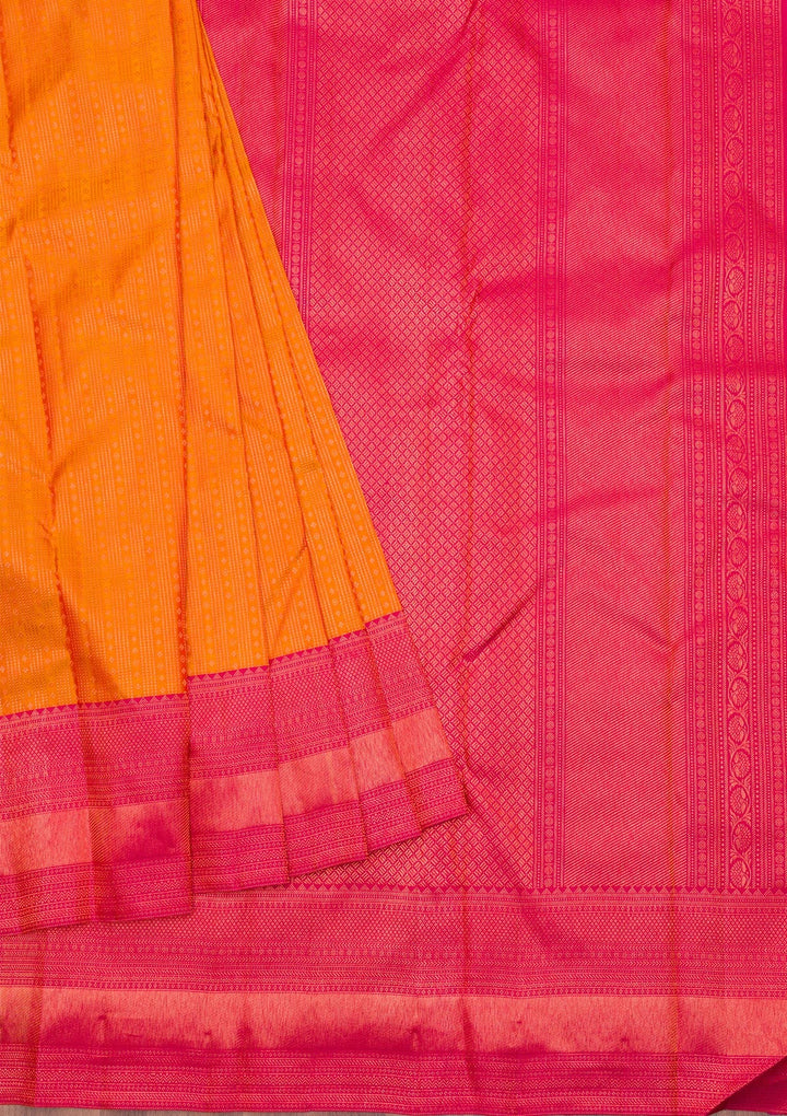 Mustard Zariwork Pure Silk Saree-Koskii