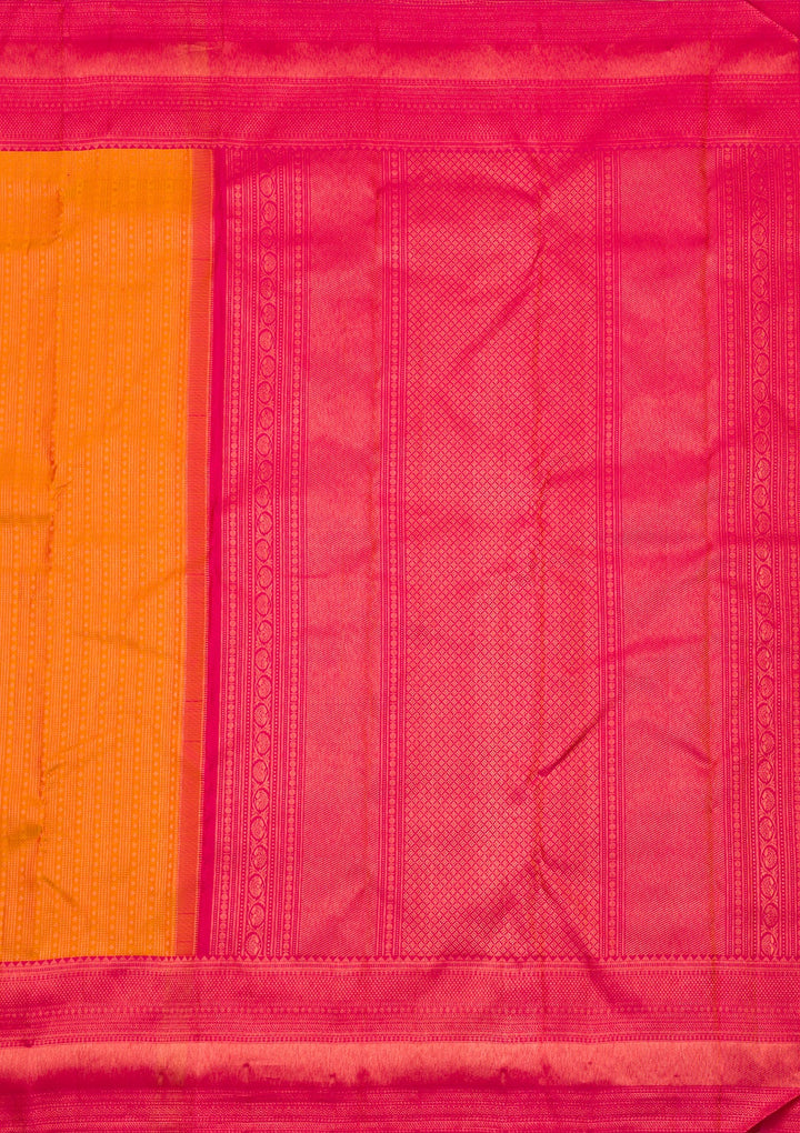 Mustard Zariwork Pure Silk Saree-Koskii