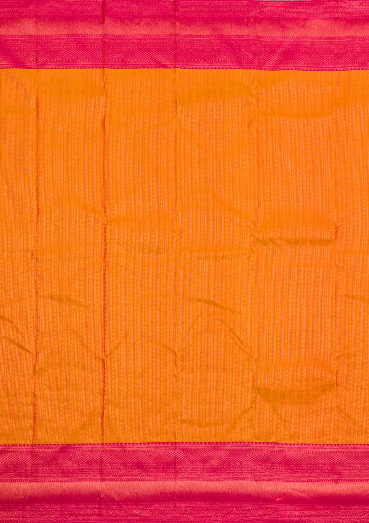 Mustard Zariwork Pure Silk Saree-Koskii
