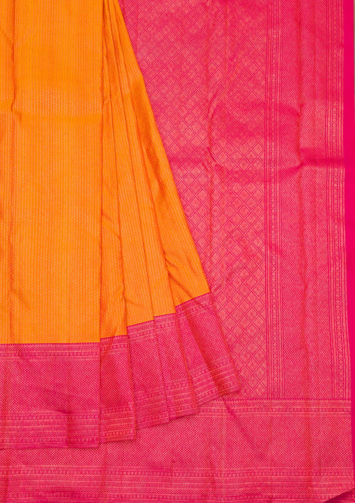 Mustard Zariwork Pure Silk Saree-Koskii
