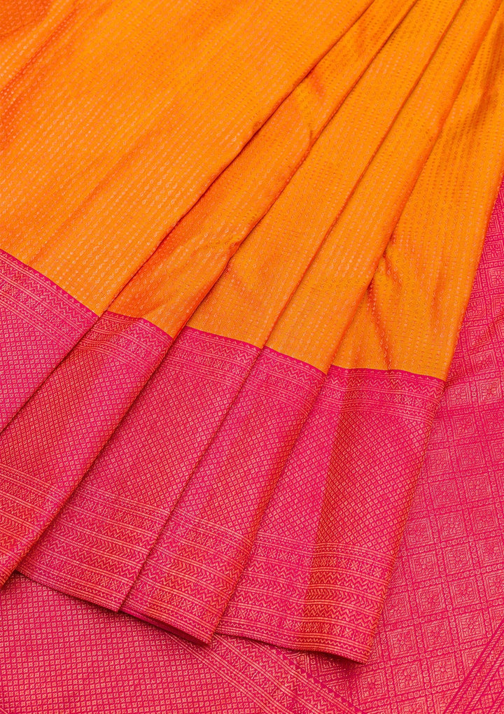 Mustard Zariwork Pure Silk Saree-Koskii