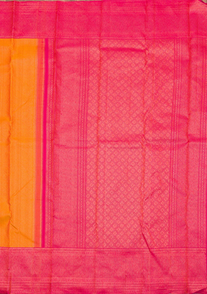 Mustard Zariwork Pure Silk Saree-Koskii