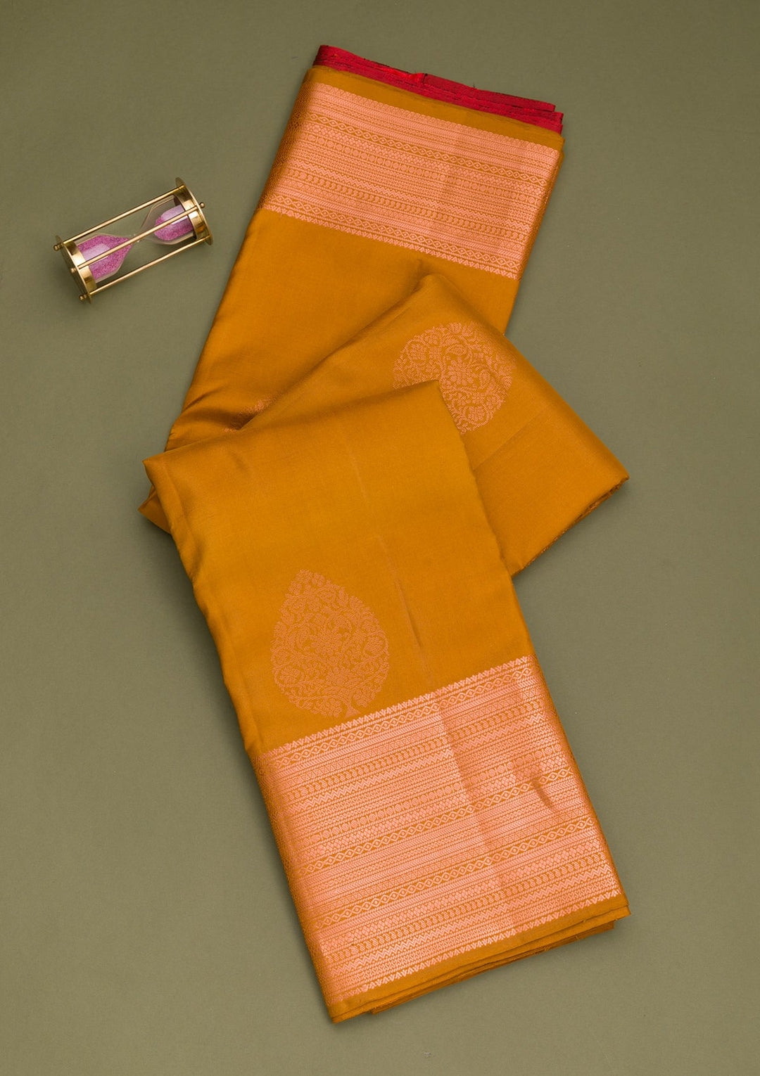 Mustard Zariwork Pure Silk Saree-Koskii