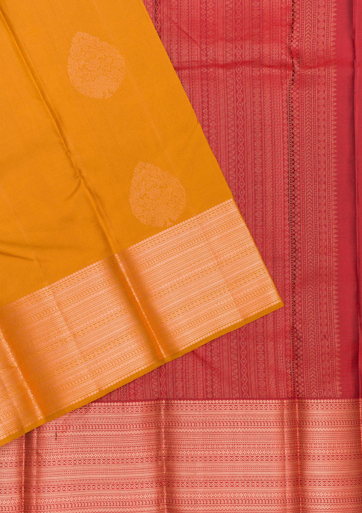 Mustard Zariwork Pure Silk Saree-Koskii