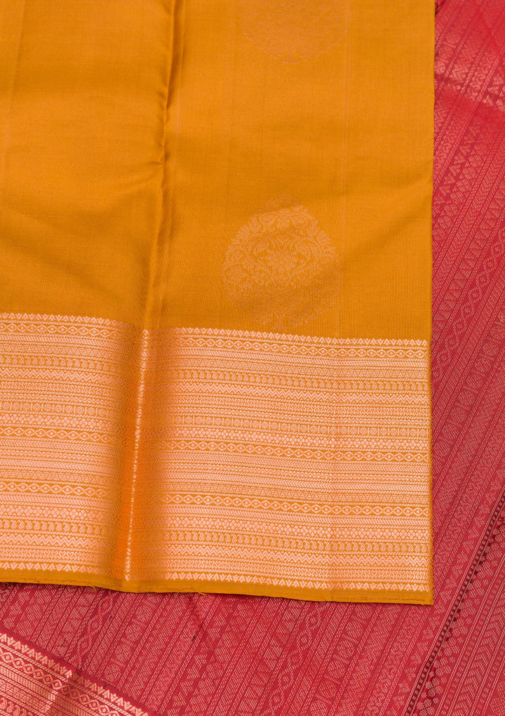 Mustard Zariwork Pure Silk Saree-Koskii