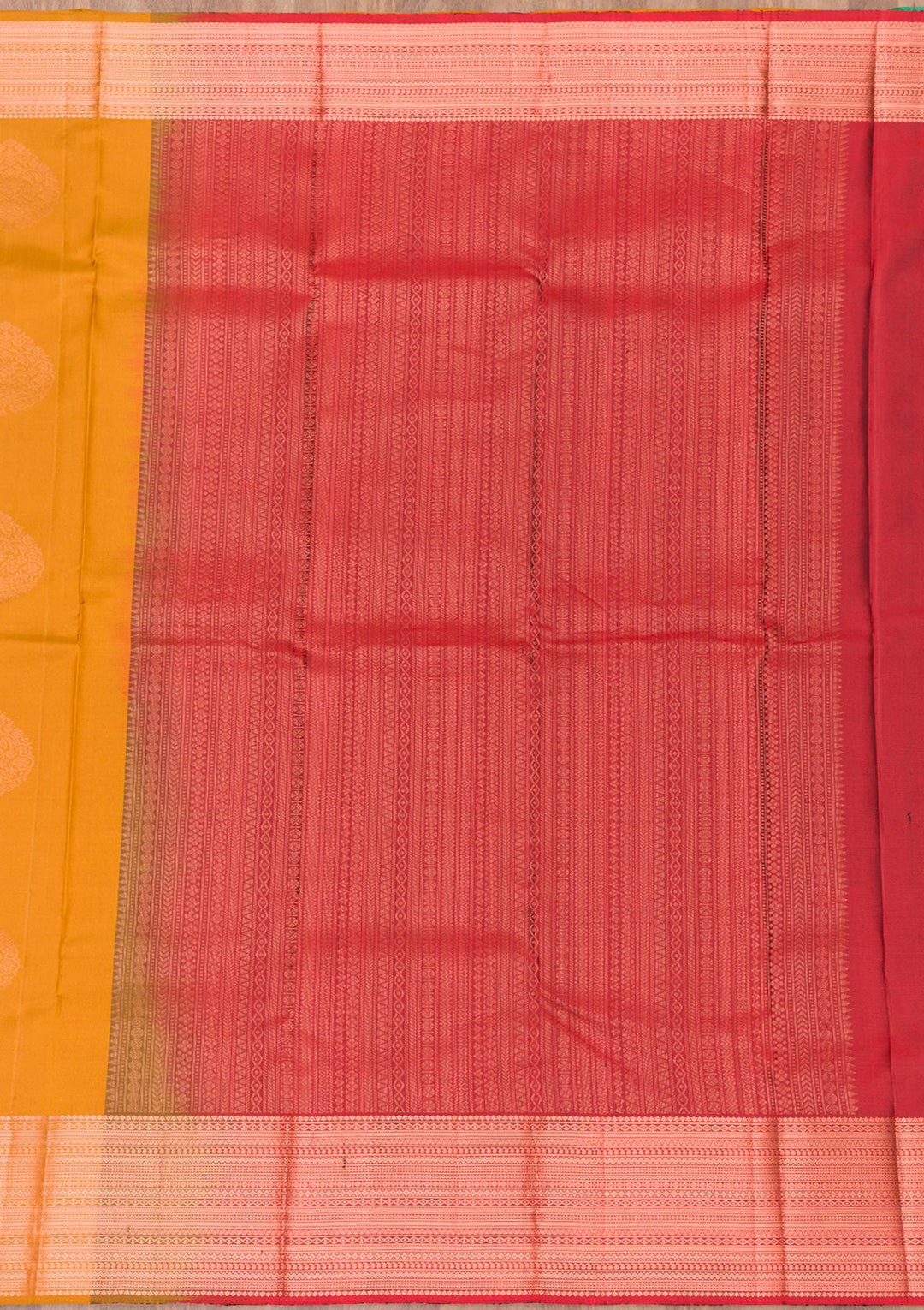 Mustard Zariwork Pure Silk Saree-Koskii