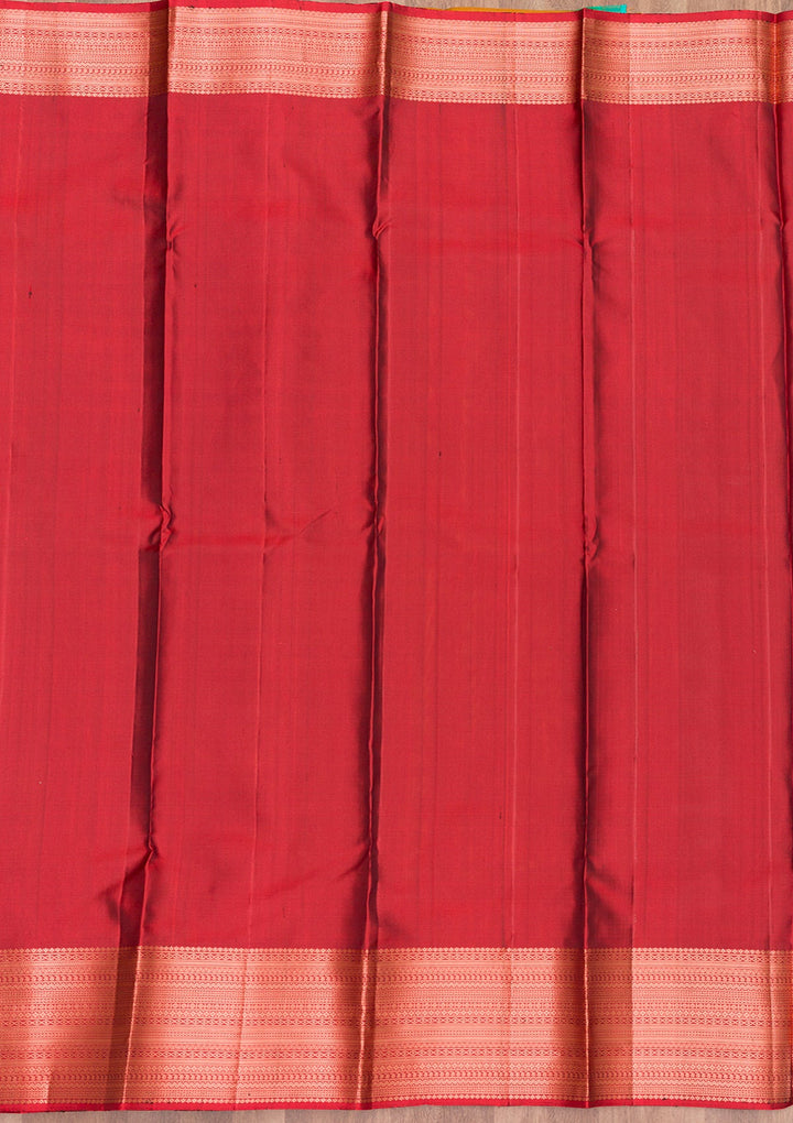 Mustard Zariwork Pure Silk Saree-Koskii