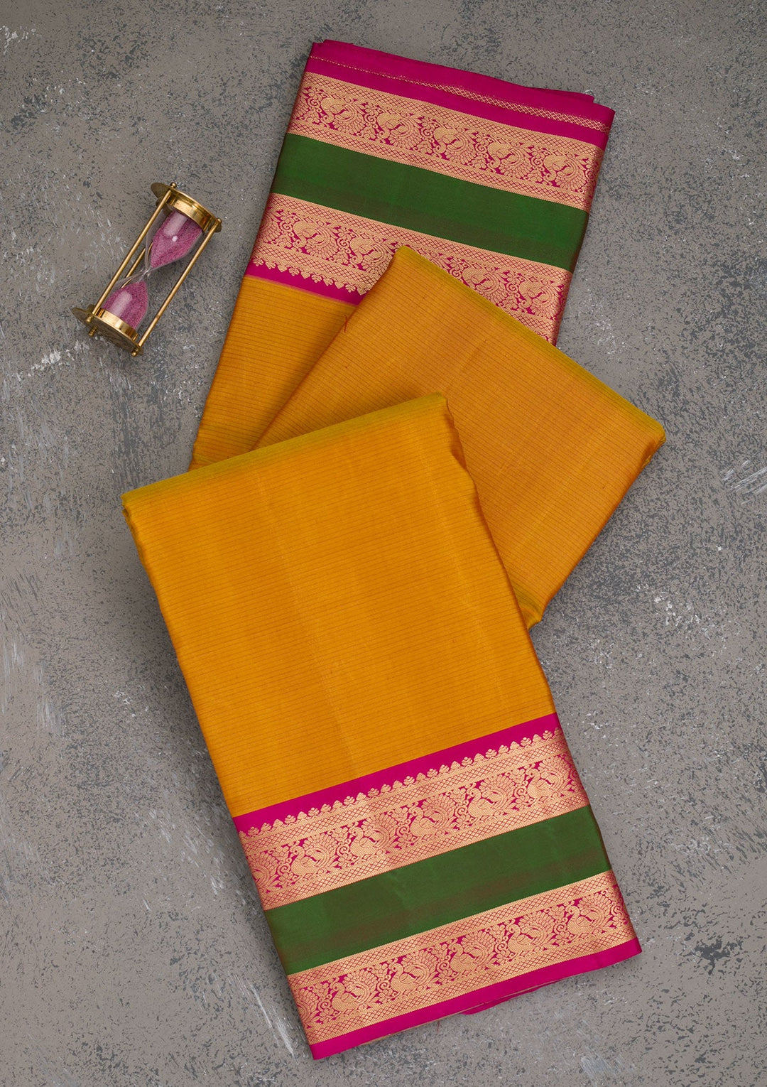 Mustard Zariwork Pure Silk Saree-Koskii
