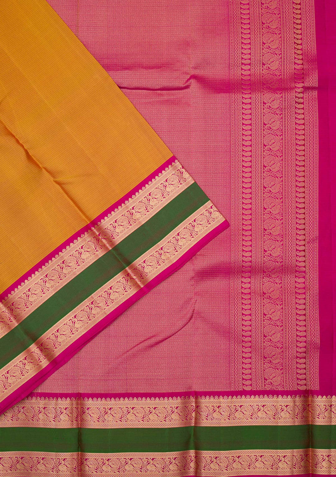 Mustard Zariwork Pure Silk Saree-Koskii