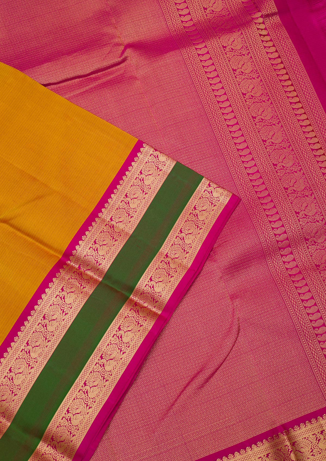 Mustard Zariwork Pure Silk Saree-Koskii