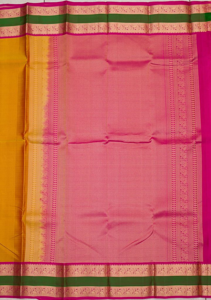 Mustard Zariwork Pure Silk Saree-Koskii