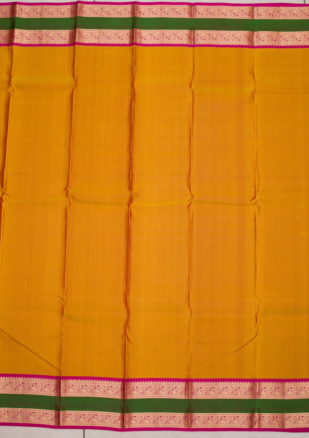 Mustard Zariwork Pure Silk Saree-Koskii