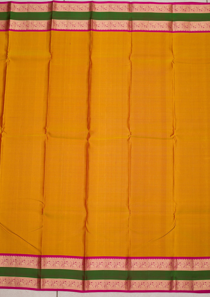 Mustard Zariwork Pure Silk Saree-Koskii