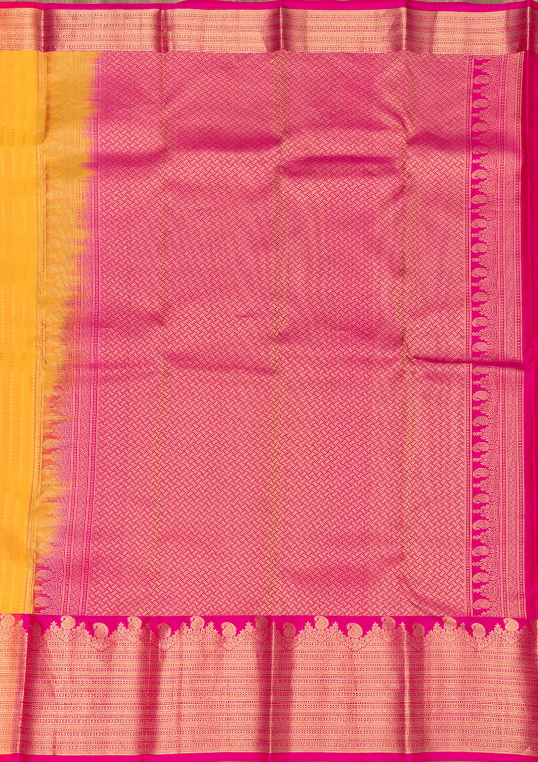 Mustard Zariwork Pure Silk Saree-Koskii