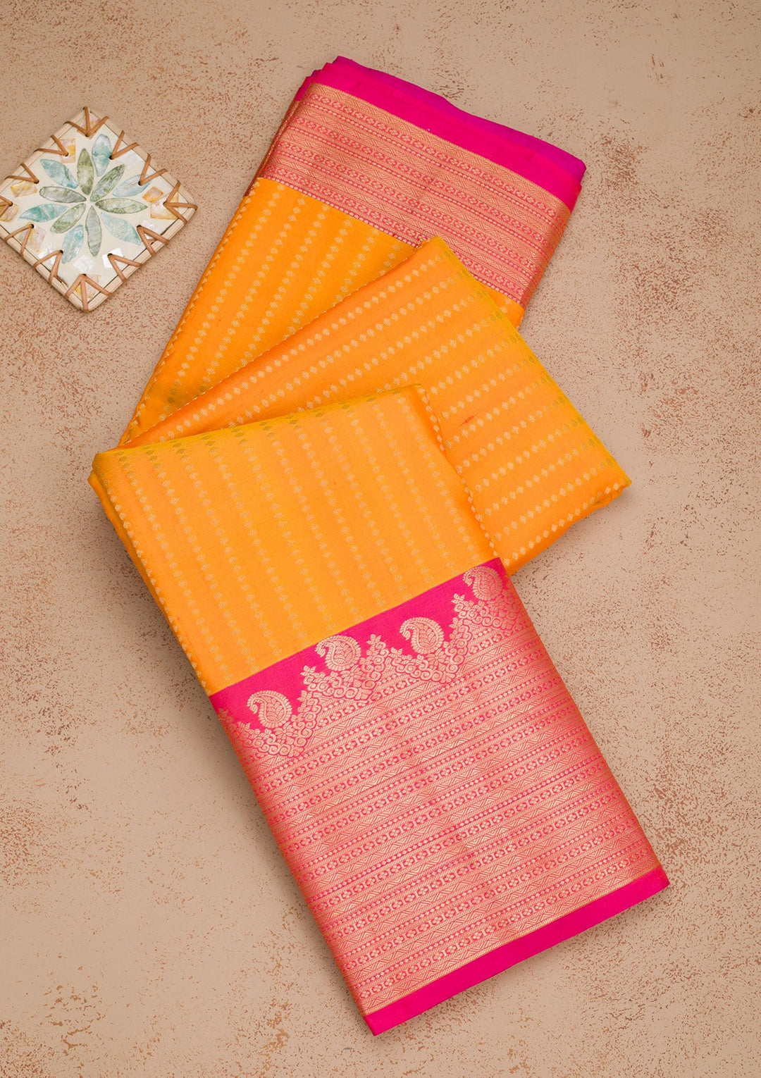 Mustard Zariwork Pure Silk Saree-Koskii