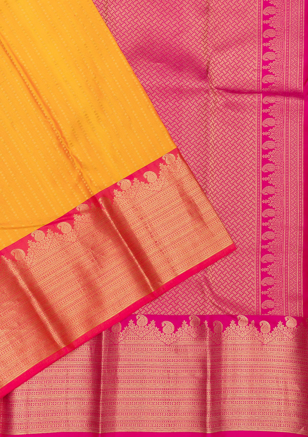 Mustard Zariwork Pure Silk Saree-Koskii