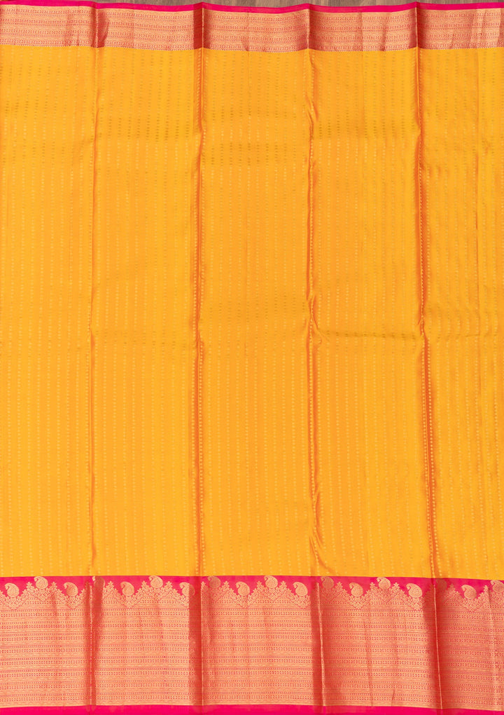 Mustard Zariwork Pure Silk Saree-Koskii